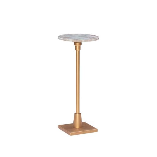 Adjustable Drink Table In Gold w/ Marble Top