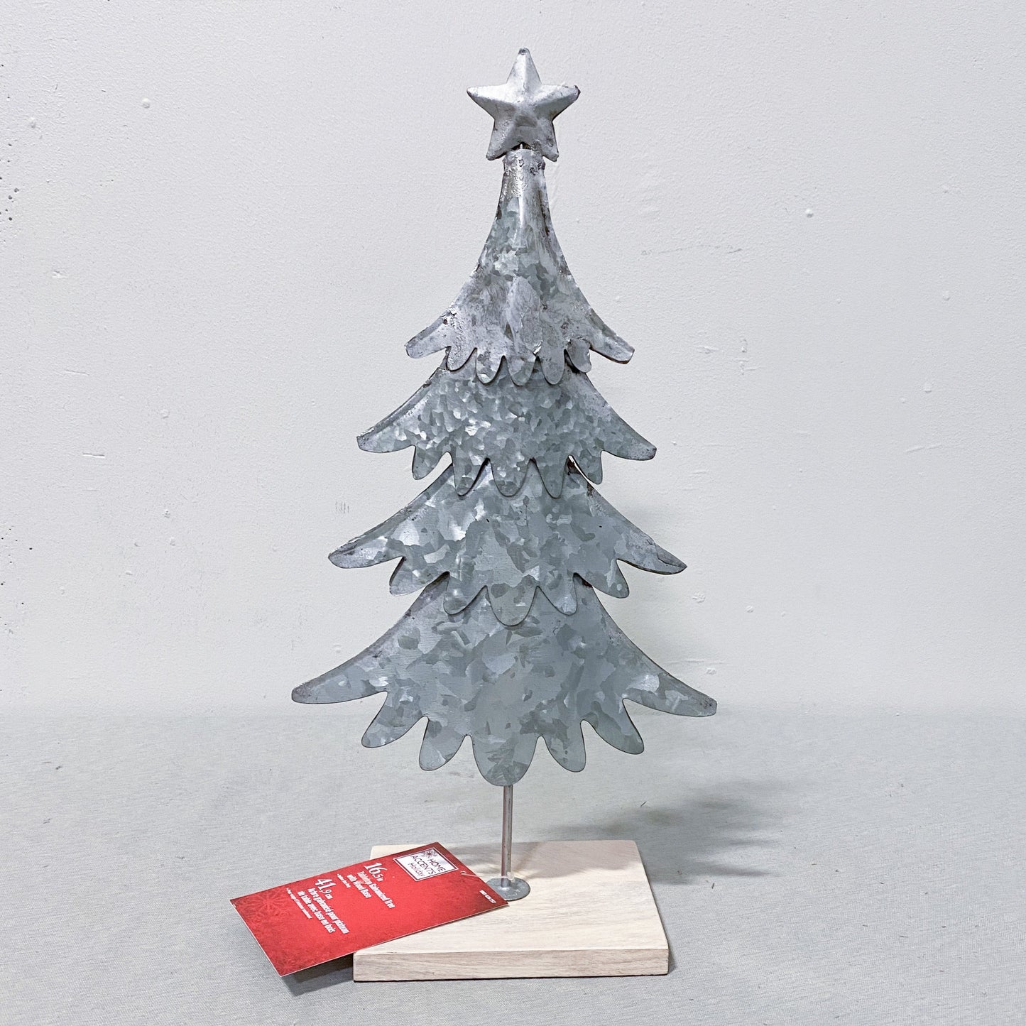 Galvanized Metal Christmas Tree w/ Wood Base