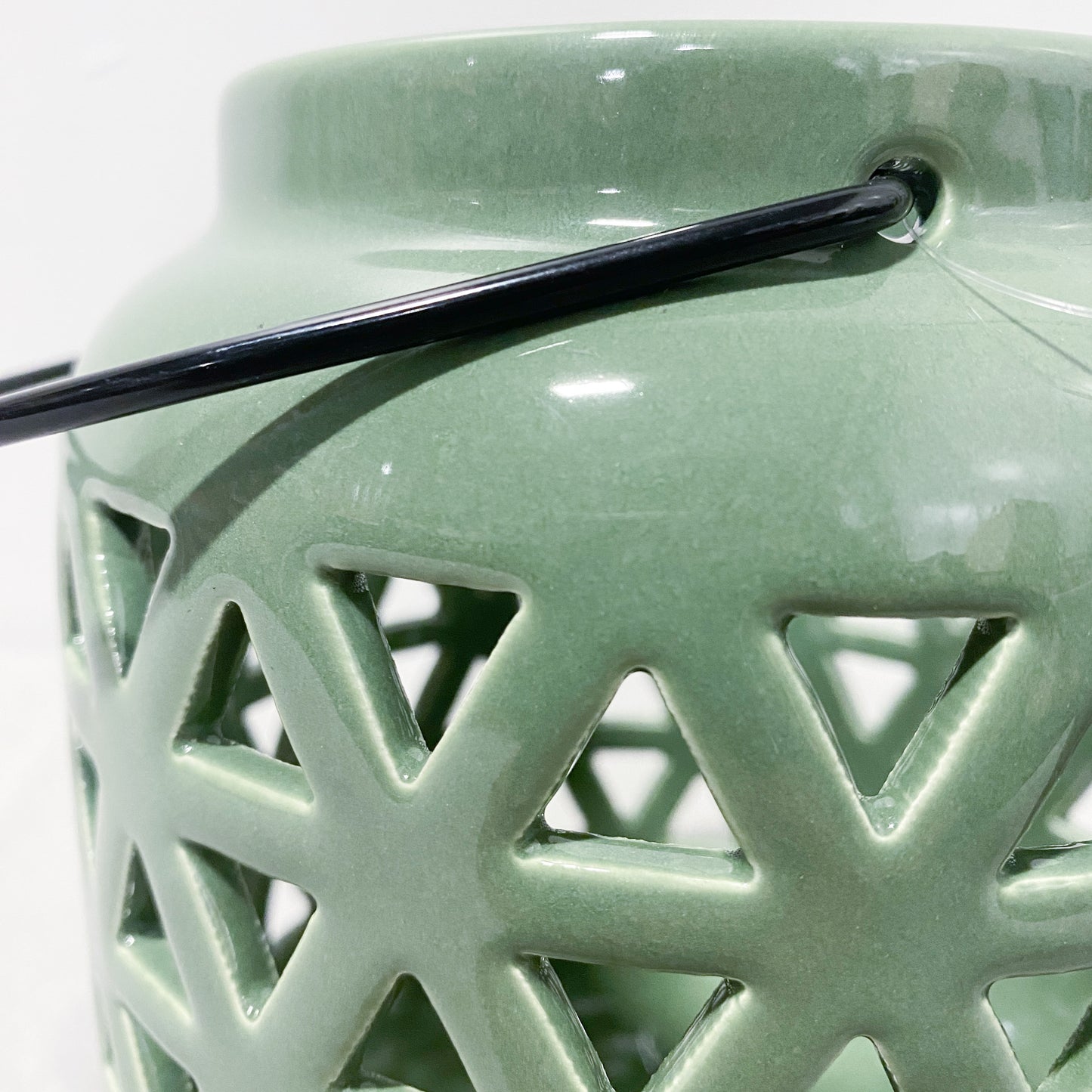 6.5" Green Ceramic Lantern
