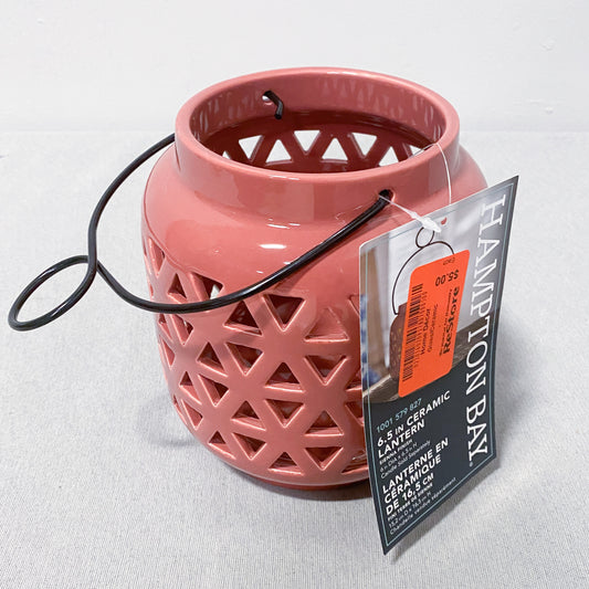 6.5" Pink Ceramic Lantern