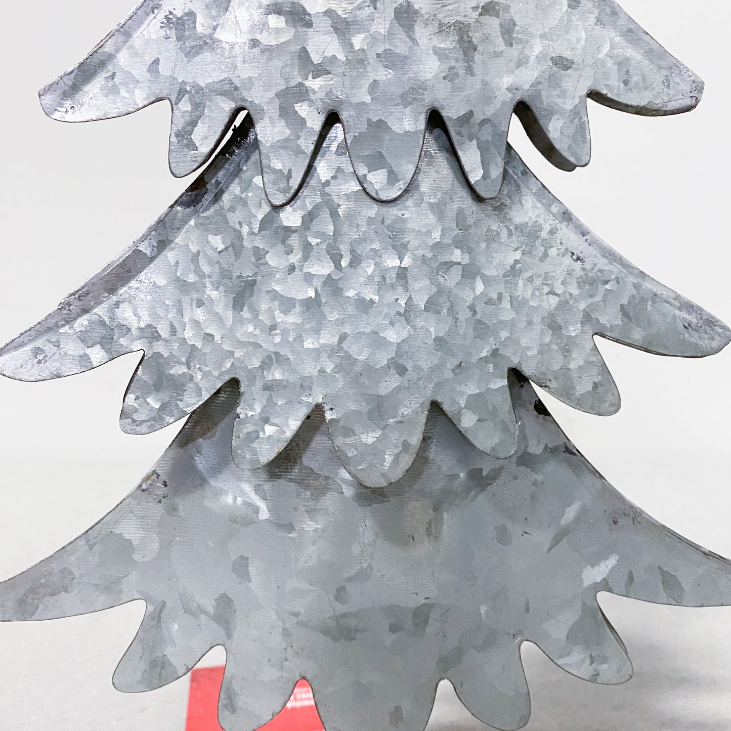 Galvanized Metal Christmas Tree w/ Wood Base