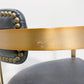 Black Leather & Gold Iron Accent Chair